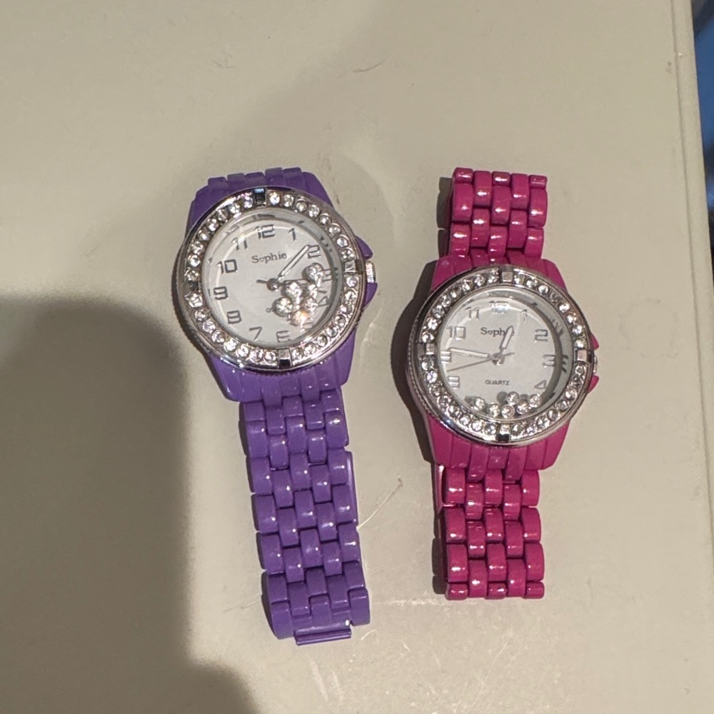 Sophie Purple and Pink Watches with Crystal Accents